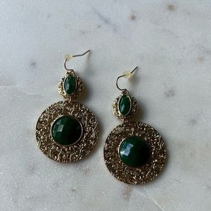 Green and Gold Statement Earrings